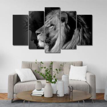 Imagem de Quadro Mosaico Leão / 5 Peças - 3D - FILADELFIA