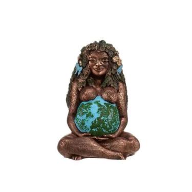 Imagem de Estatueta Gaia Mãe Terra Cabelo Long Vestida Folh Flor 10589 - Mana Om