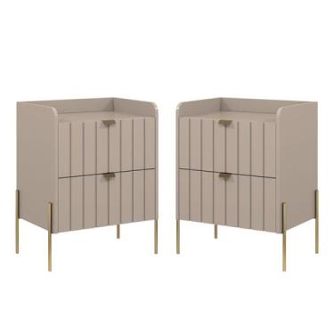 Imagem de kit 2 mesa de cabeceira com gaveta para cama quarto moriah 45cm pés e 