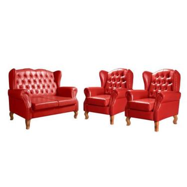 Imagem de Conjunto Imperador Chesterfield Sofá + Poltronas Decoração Vintage - B