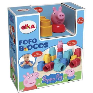 Imagem de Brinquedo Bebe Infantil Fofo Blocos Peppa Pig 15 Peças 1179 - Elka