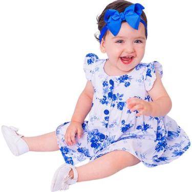 Imagem de Vestido de Bebê Menina Florido com Tiara 100% Algodão Iris - MUNDO NIN