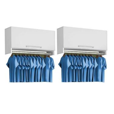 Imagem de Armário Aéreo Cabideiro Lavanderia Com Pistão À Gás = 2 Unid - Magia M