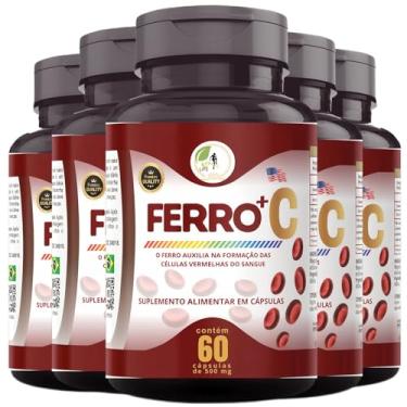 Imagem de KIT C/5 Un. Suplemento Ferro + Vitamina C Quelado Premium 60 Cápsulas - Fits Life