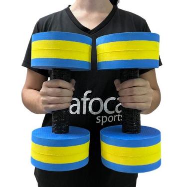Imagem de Halter de Hidroginástica Redondo em EVA DF4017-AZ Peso 3-4Kg Azul/Amar