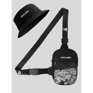 Imagem de Shoulder Bag Mini Bolsa Necessaire Transversal Favela + Chapeu Bucket 