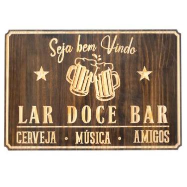 Imagem de Placas Decorativas Churrasco Bar em Madeira Entalhada - CARMISINI