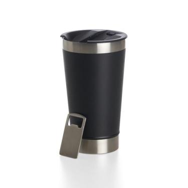 Imagem de Copo Termico Aço Inox Com Tampa E Abridor 473 ml Cerveja Drink Chopp -