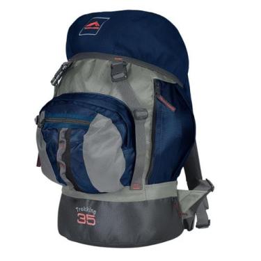 Imagem de 0035 - Mochila Trekking 35 - Marinho Com Cinza - Trilhas & Rumos