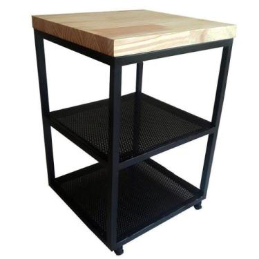 Imagem de Banco Sapateira Estilo Industrial (Tam P) - 2 Prateleiras de Chapas Pe