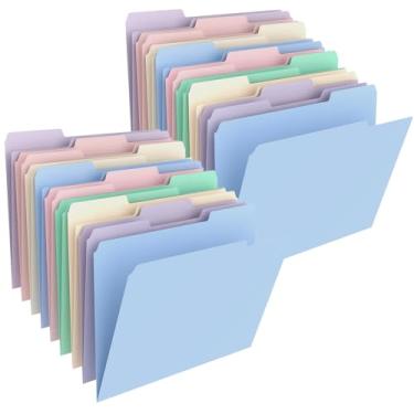 Imagem de HABGP 100 Pçs Pastas Manilla 21 x 28 cm, 1/3-Cut Tab Pastas de Arquivo Coloridas Tamanho Carta, Pastas de Plástico Estética, Escritório Escolar Empresarial Pastas de Manila para Documentos Papel