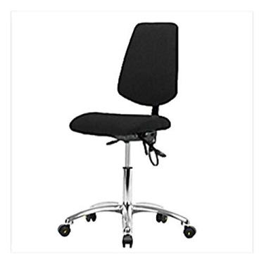 Imagem de Thomas Cadeira de mesa de tecido ESD 1163R52 com encosto médio, base cromada, com inclinação, sem braços, rodízios ESD, preta