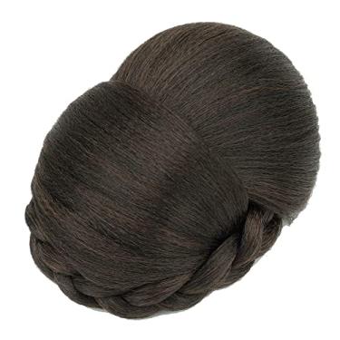 Imagem de IMISSU Cobertura de cabelo trançado chignon dançarina rosquinha pedaços de cabelo scrunchies coque de cabelo peruca grampos updo (M2 Chocolate marrom)
