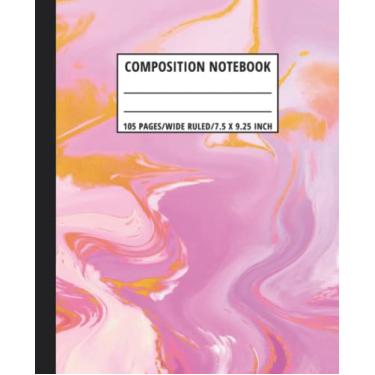 Imagem de Composition Notebook: Wide Ruled Lined Paper Journal Preppy Aesthetic Notebook | Gold Pink Marble Mixed Glitter Liquid Painting Workbook For Girls Kids Teens And Adults