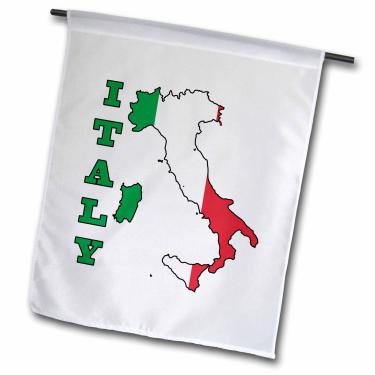 Imagem de 3dRose fl_63167_1 Bandeira da Itália no contorno do mapa do país e nome, bandeira de jardim da Itália, 30 x 45 cm