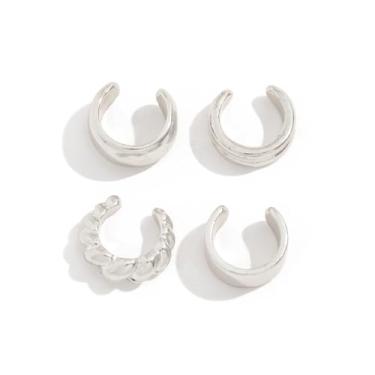 Imagem de Brincos de orelha sem piercing em ouro 14K, brincos de pressão de orelha simples para o dia a dia, joias modernas minimalistas para mulheres, Large, Liga de aço, Sem pedra preciosa