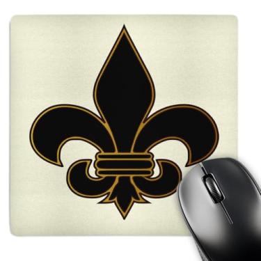 Imagem de 3dRose LLC 20 x 20 x 0,63 cm Mouse pad grande preto e dourado com símbolo de flor de lis santos cristãos (mp_22360_1)