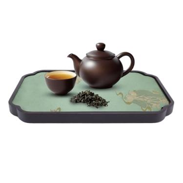 Imagem de Bandeja de chá Chinesa Gongfu, Bandeja Retangular Chinesa para Servir chá Kungfu, Mesa de chá Gongfu para Casa, Travessa Com Pano de Cetim para café, chá, Frutas, Aperitivo