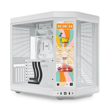Imagem de HYTE Capa estética moderna Y70 Touch Infinite Dual Chamber ATX Mid Tower com tela sensível ao toque LCD 2,5K integrada - Branca de Neve