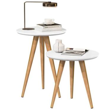Imagem de Mesinhas Lateral Sofá Cama Jogo Apoio Cantinho Café Moderna - DWR Drei