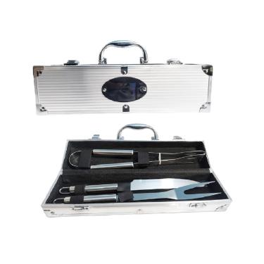 Imagem de Kit Maleta Churrasco Inox 3 Peças De Alumínio