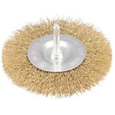 Imagem de Escova de Aço Circular Latonada Com Haste 75 x 10 mm Rocast