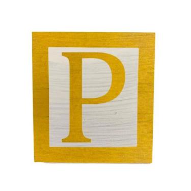 Imagem de Cubo Branco Letra Amarela com Aplique Festa Chá de Bebê Decoração 8x8x