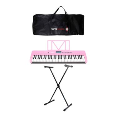 Imagem de Teclado Musical Waldman WTS-300 Rosa - 61 Teclas + Capa + Suporte em X