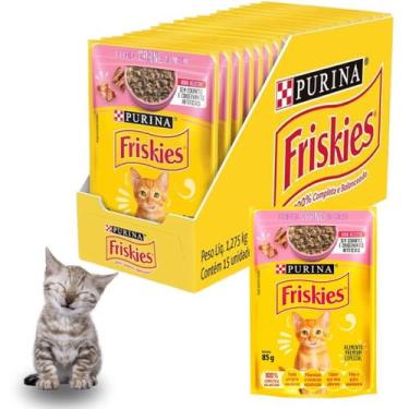 Imagem de Sachê Purina Friskies Com 15 de 85g Sabor Carne Ao Molho Ração Ùmida P