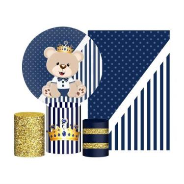 Imagem de Kit Casado Ursinho Principe Painel Redondo Trio Capas - Prime Decor Fe