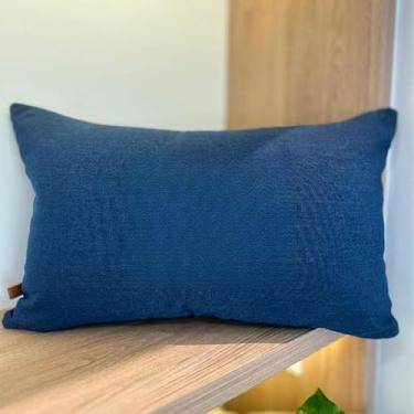 Imagem de Almofada Personalizada Inicial Casal Bordada (01 UNIDADE) 50x30 Com Enchimento Cama Posta(Linho Azul Marin. - Bord. Dour-Inicial | Inicial)