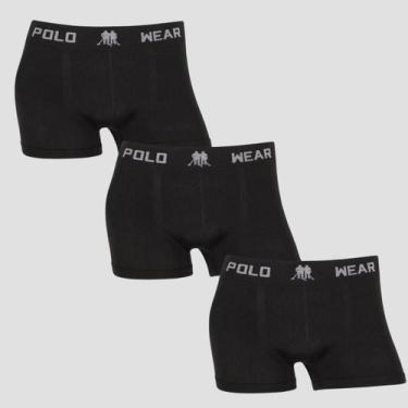 Imagem de Kit 3 Cuecas Infantil Polo Wear Sem Costura Lisa Poliéster, 3 preto, G