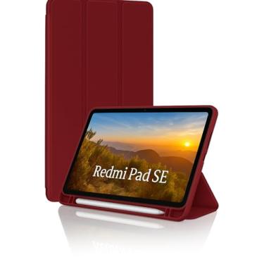 Imagem de Capa Case PREMIUM para Redmi Pad SE 11" com Compartimento para Pencil Anti-impacto Tampa Magnética (Vinho Tinto)