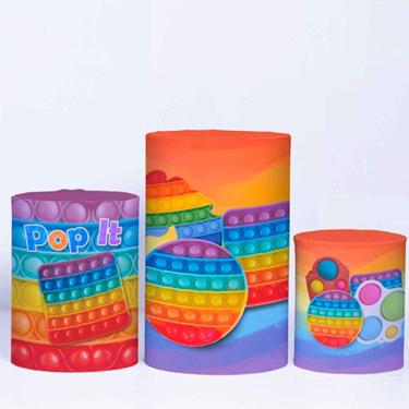 Imagem de Trio de Capa Cilindro para Festa Infantil Veste Fácil C/elástico Popit - Fera Print
