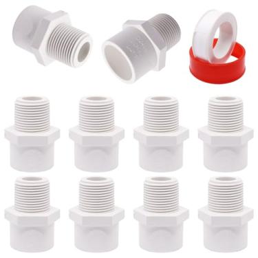 Imagem de YuGtcen Conexões de PVC 3/4, 3/10.2 cm PVC NPT Macho Rosca Conexões Conector SCH40, (Socket x NPT fêmea) Adaptador de Acoplamento de Tubo para Encanamento (10 peças)