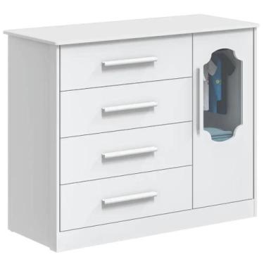 Imagem de Cômoda Bebe Moveis Peroba Charlo Dorabelly 04 gav Noah MDF, Branco Bri