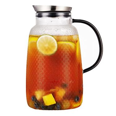 Imagem de Purefold Jarra com tampa, frasco de vidro com tampa de aço inoxidável para água quente e fria, chá de frutas, cafeteira, chá gelado, suco, abacaxi (transparente, 2,268 g)