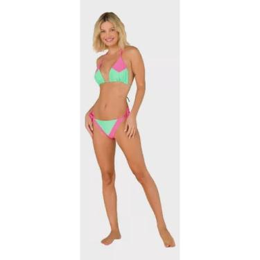 Imagem de Biquini Asa Delta Com Bojo Tanguinha Cortininha Neon