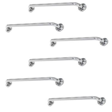 Imagem de Alça De Apoio Barra Inox 60cm Kit 6 Unidades Segurança Banheiro Box Idoso Cadeirante Acessibilidade