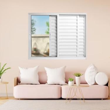 Imagem de Janela Veneziana De Alumínio 3 Folhas 120 X 120cm Linha 25 Esquadrias Bergamo Branco