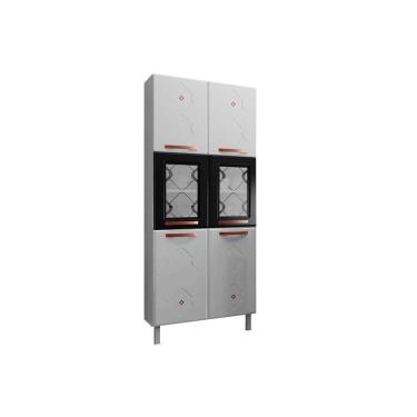 Imagem de Módulo Cozinha Telasul Mirage New Paneleiro Aço 6 Portas C-2vidro 80cm Branco-preto-tel...