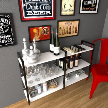 Imagem de Aparador Prateleira Industrial Sala Barzinho Branco Off White Bar Adega Hall De Entrada Simples