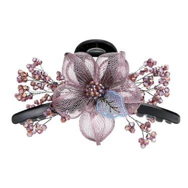 Imagem de Grampos de cabelo de strass de fio de cobre, grampos de cabelo grandes de plástico tecido à mão com design de alto nível, presilhas de garra de metal para mulheres, clipe de mandíbula de cristal