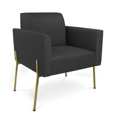 Imagem de Poltrona Pé De Ferro Dourado Para Sala Marisa Corino Preto D03