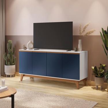Imagem de Aparador Kappesberg 4 Portas Branco/azul 156cm