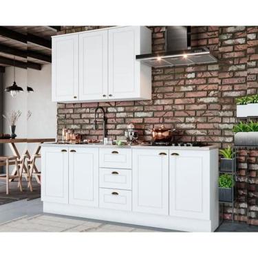 Imagem de Kit Cozinha Modulada 4 Peças Americana 1 Aéreo + 2 Balcões + 1 Complemento Sem Pia Cz126 Branco