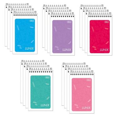 Imagem de Pacote Caderneta Espiral Capa Flexível Lunix Tilibra - 60 Folhas C- 20 Unidades