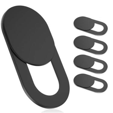 Imagem de Capas pretas para câmera webcam [pacote com 5], capa ultrafina para laptop, protetor autoadesivo de privacidade e segurança, bloco de computador, tablet, bloqueador de web, obturador deslizante