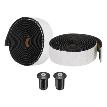 Imagem de PATIKIL Fita de guiador de bicicleta de EVA PU, 1 par de fita macia para barra de bicicleta tamanho único com plugues de extremidade e costas adesivas para dobrar ciclismo de estrada, branca