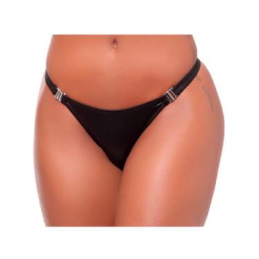 Imagem de Calcinha Fio Dental Cirrê  - Dominatrixxx, único 38 ao 42, Preto